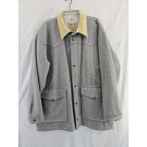 Schaefer Outfitter Gray Wool/nylon Leather Collar Zip 8 Pocket Coat Ladies Sz XL